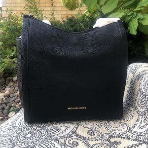 NWT Michael Kors Newbury Black Leather Shoulder Tote